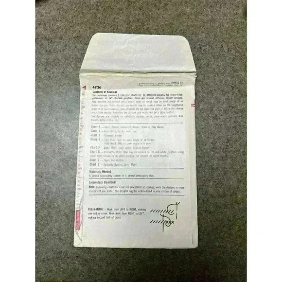 Vintage Simplicity Printed Pattern Cross Stitch on gingham - Picture 3 of 4